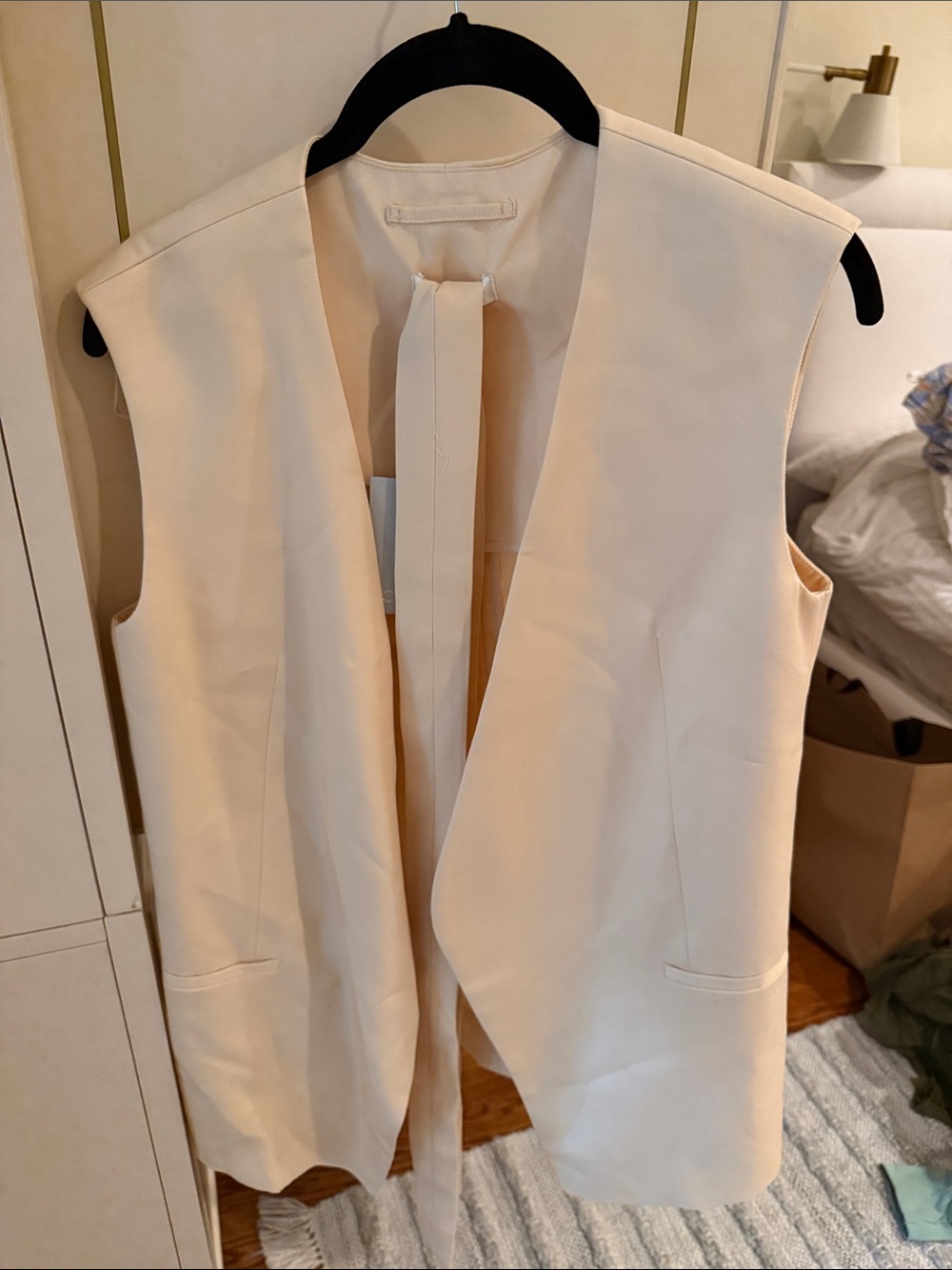 COS Cream Sleeveless Longline Open Vest